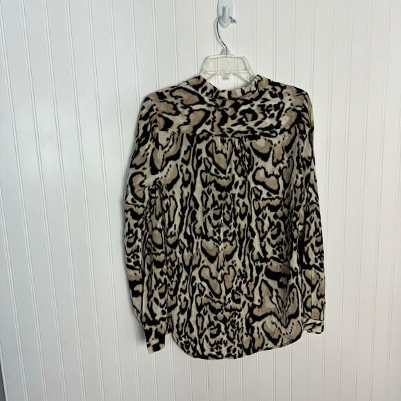 Diane Von Furstenburg Blouse Silk 8 Leopard Long Sleeve Career Casual - Picture 8 of 8